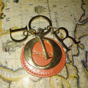 ❤️CHRISTIAN DIOR GOLD Lady Dior Letter Keychain Hangtag FOB